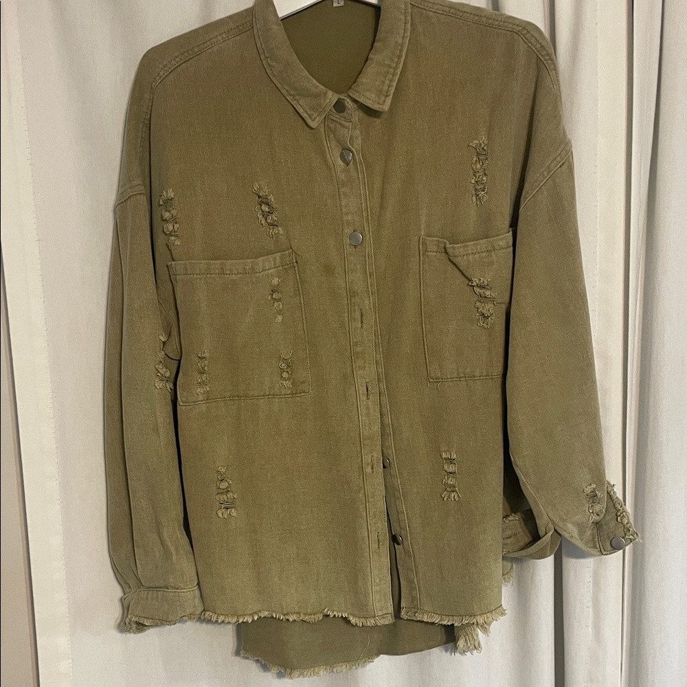 Olive Distressed Women's Jacket